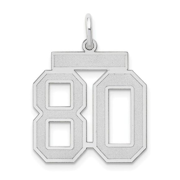 14k White Gold Jersey Collection Medium Number 80 Pendant
